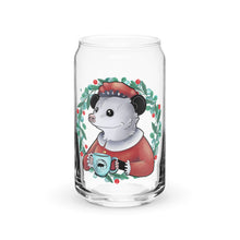 Load image into Gallery viewer, Mrs. Opossum Claus Can-Shaped Glass