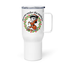 Load image into Gallery viewer, Trash Cat Pin-Up "Meet Me Under The Mistletoe" Stainless Steel Travel Mug w/Handle