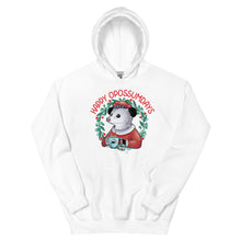 Load image into Gallery viewer, Mrs. Opossum Claus "Happy Opossumdays" Unisex Hoodie (2 Colors)