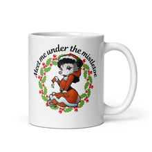 Load image into Gallery viewer, Trash Cat Pin-Up "Meet Me Under The Mistletoe" - White Glossy Mug