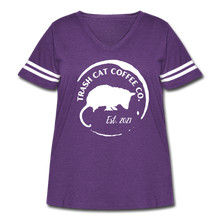Load image into Gallery viewer, Trash Cat Coffee Women's Loose Fit Vintage T-Shirt - vintage purple/white