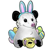 Load image into Gallery viewer, Trash Cat Coffee Character 4" Kiss Cut Vinyl Stickers (14 Options)