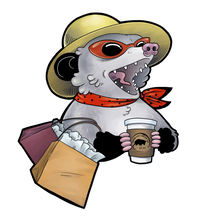 Load image into Gallery viewer, Trash Cat Coffee Character 4" Kiss Cut Vinyl Stickers (14 Options)