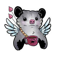 Load image into Gallery viewer, Trash Cat Coffee Character 4" Kiss Cut Vinyl Stickers (14 Options)