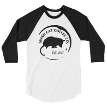 Load image into Gallery viewer, Trash Cat Coffee 3/4 Sleeve Raglan Shirt  (2 Colors)