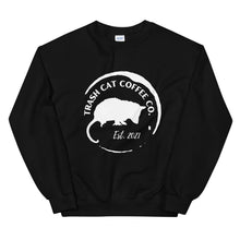 Load image into Gallery viewer, Trash Cat Coffee Sweatshirt - White Logo (5 Colors)