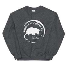 Load image into Gallery viewer, Trash Cat Coffee Sweatshirt - White Logo (5 Colors)