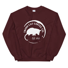 Load image into Gallery viewer, Trash Cat Coffee Sweatshirt - White Logo (5 Colors)