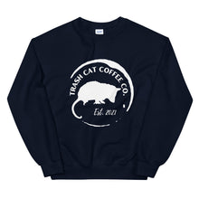 Load image into Gallery viewer, Trash Cat Coffee Sweatshirt - White Logo (5 Colors)