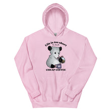 Load image into Gallery viewer, Trash Cat Coffee "Life Is Too Short To Drink Cheap Coffee" Unisex Character Hoodie