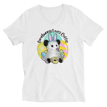 Load image into Gallery viewer, "Somebunny Loves Coffee" Limited Edition Unisex Short Sleeve V-Neck T-Shirt