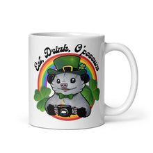 Load image into Gallery viewer, St. Patrick's Day "Eat, Drink, O'Possum" White Glossy Mug