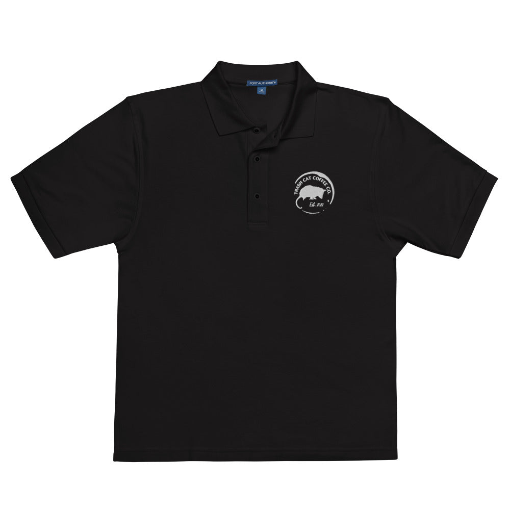 Embroidered Port Authority Trash Cat Coffee Men's Polo (2 Colors)