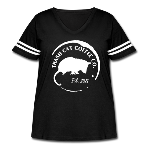 Trash Cat Coffee Women's Loose Fit Vintage T-Shirt - black/white
