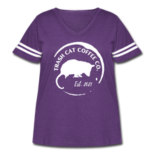 Load image into Gallery viewer, Trash Cat Coffee Women&#39;s Loose Fit Vintage T-Shirt - vintage purple/white
