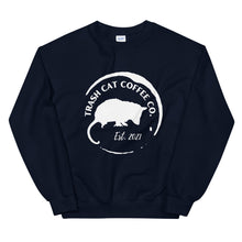 Load image into Gallery viewer, Trash Cat Coffee Sweatshirt - White Logo (5 Colors)
